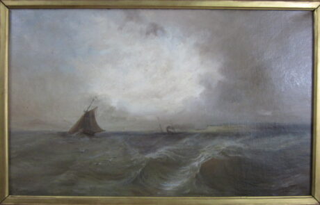 Marine XIXème, huile sur toile.