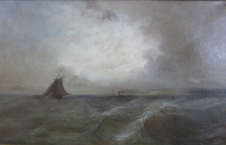 Marine XIXème, huile sur toile.