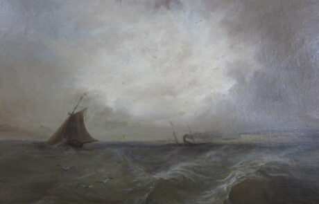 Marine XIXème, huile sur toile.