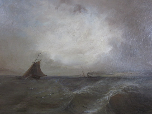 Marine XIXème, huile sur toile.
