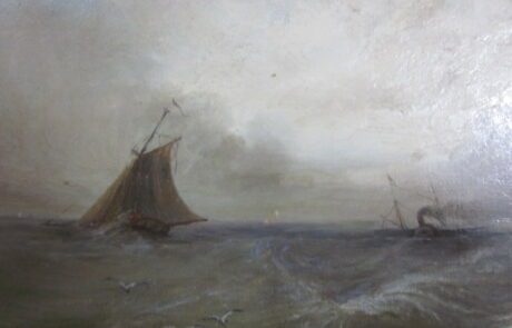 Marine XIXème, huile sur toile.