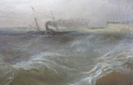 Marine XIXème, huile sur toile.