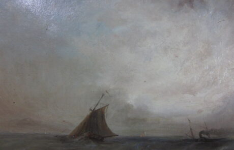 Marine XIXème, huile sur toile.