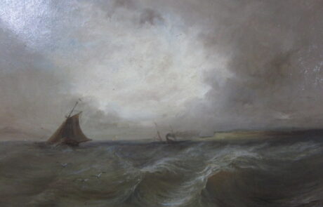Marine XIXème, huile sur toile.