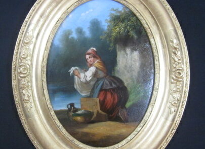 Peinture Italienne XIXè, dans cadre ovale.