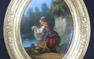 Peinture Italienne XIXè, dans cadre ovale.