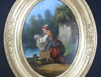 Peinture Italienne XIXè, dans cadre ovale.