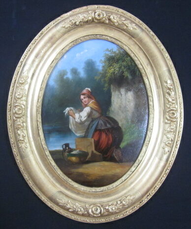 Peinture Italienne XIXè, dans cadre ovale.