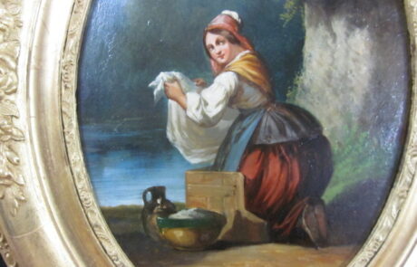 Peinture Italienne XIXè, dans cadre ovale.
