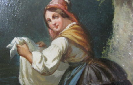 Peinture Italienne XIXè, dans cadre ovale.