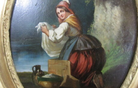 Peinture Italienne XIXè, dans cadre ovale.