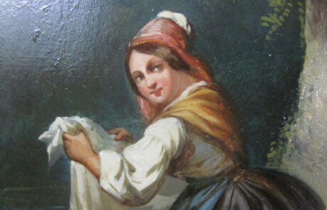 Peinture Italienne XIXè, dans cadre ovale.