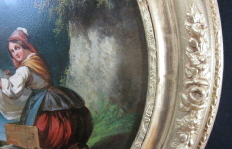 Peinture Italienne XIXè, dans cadre ovale.