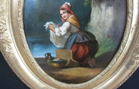 Peinture Italienne XIXè, dans cadre ovale.