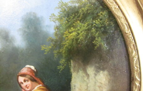 Peinture Italienne XIXè, dans cadre ovale.