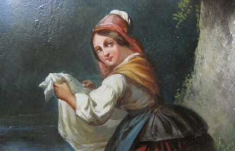 Peinture Italienne XIXè, dans cadre ovale.