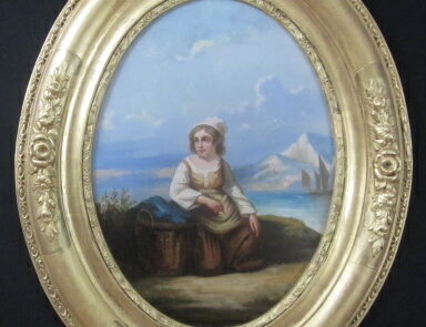 Peinture Italienne XIXè, dans cadre ovale.