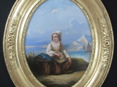 Peinture Italienne XIXè, dans cadre ovale.
