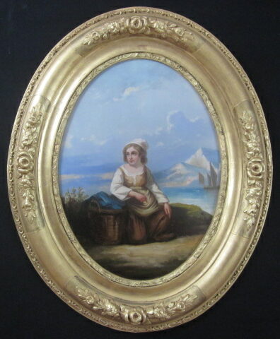 Peinture Italienne XIXè, dans cadre ovale.