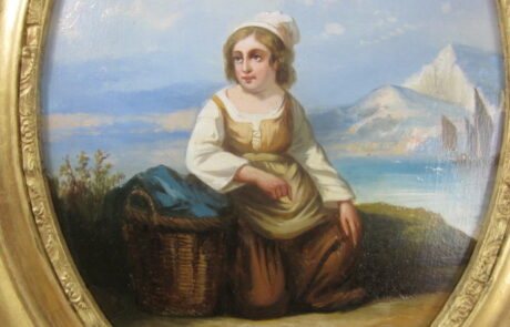 Peinture Italienne XIXè, dans cadre ovale.