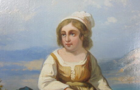 Peinture Italienne XIXè, dans cadre ovale.