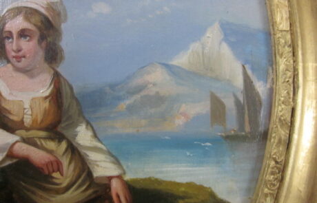 Peinture Italienne XIXè, dans cadre ovale.