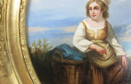 Peinture Italienne XIXè, dans cadre ovale.