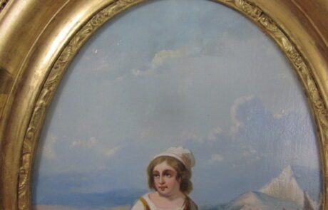 Peinture Italienne XIXè, dans cadre ovale.