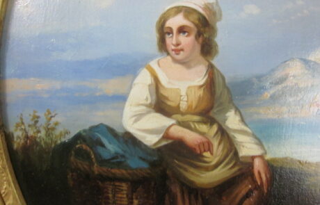 Peinture Italienne XIXè, dans cadre ovale.
