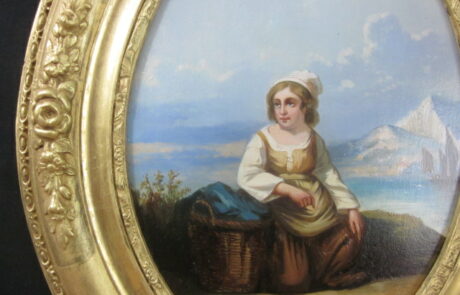 Peinture Italienne XIXè, dans cadre ovale.