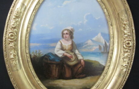 Peinture Italienne XIXè, dans cadre ovale.
