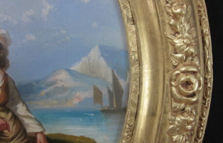 Peinture Italienne XIXè, dans cadre ovale.