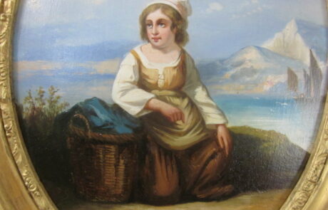 Peinture Italienne XIXè, dans cadre ovale.