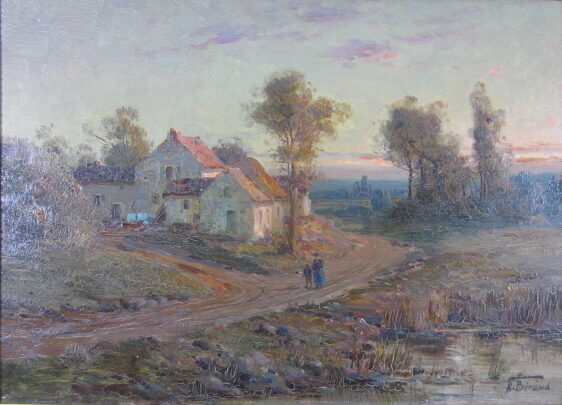 Hameau soleil couchant, tableau XIXè