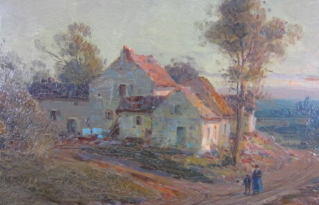 Hameau soleil couchant, tableau XIXè