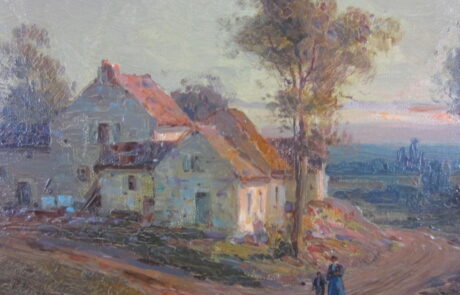 Hameau soleil couchant, tableau XIXè