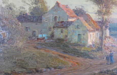 Hameau soleil couchant, tableau XIXè