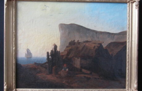 Village de pêcheurs, tableau XIX ème.