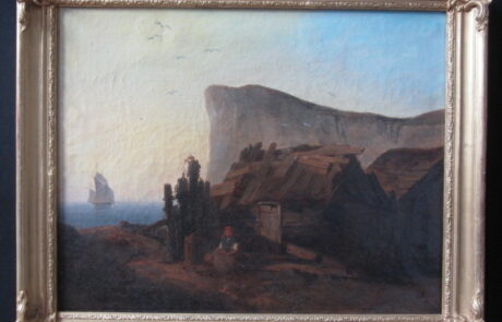Village de pêcheurs, tableau XIX ème.