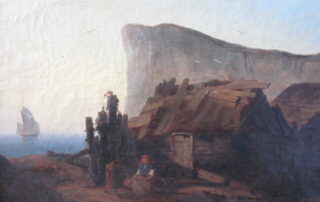 Village de pêcheurs, tableau XIX ème.