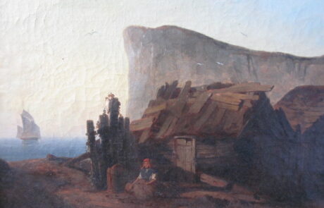 Village de pêcheurs, tableau XIX ème.
