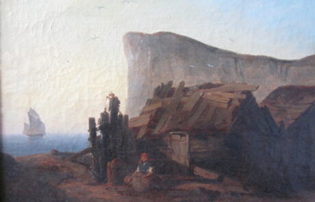 Village de pêcheurs, tableau XIX ème.