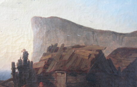 Village de pêcheurs, tableau XIX ème.