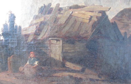 Village de pêcheurs, tableau XIX ème.