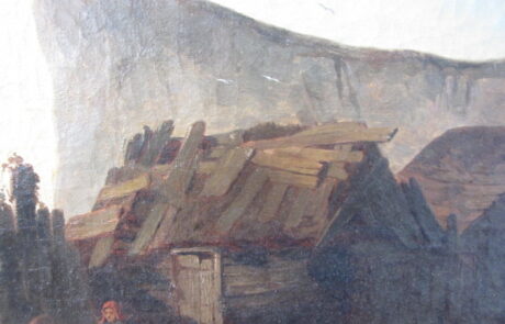 Village de pêcheurs, tableau XIX ème.