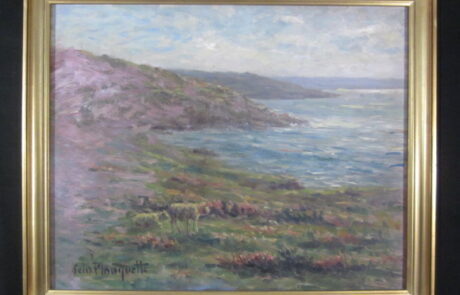 Moutons dans la Hague, peintre de la Normandie