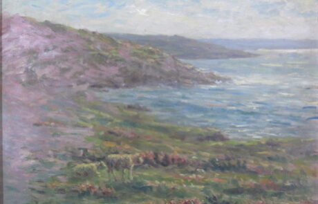 Moutons dans la Hague, peintre de la Normandie