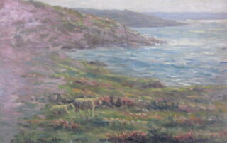 Moutons dans la Hague, peintre de la Normandie