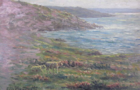 Moutons dans la Hague, peintre de la Normandie