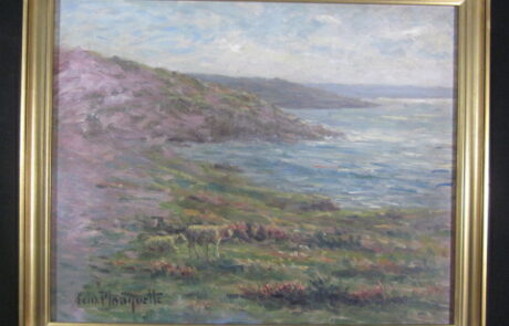 Moutons dans la Hague, peintre de la Normandie